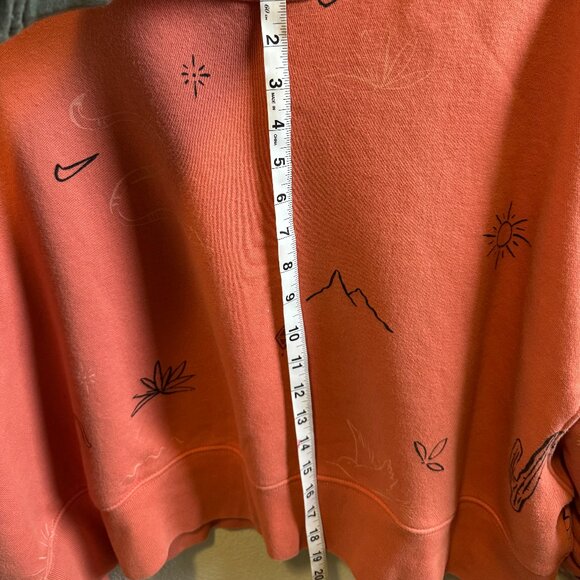 Nike Cropped Crewneck Sweatshirt M Desert Western Doodle Print Fleece - Picture 4 of 4